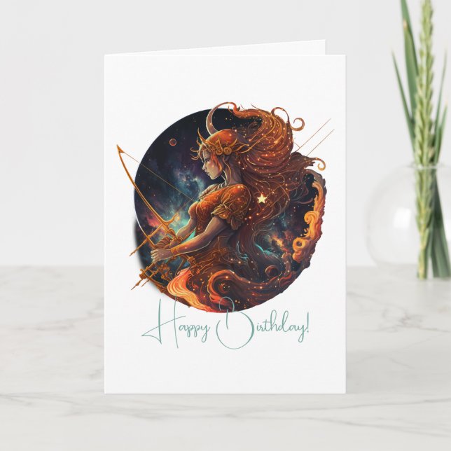 Create Your Own Celestial Sagittarius Zodiac Holiday Card (Front)