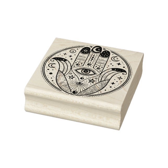 Create Your Own Celestial Spiritual Hamsa Evil Eye Rubber Stamp (Stamp)