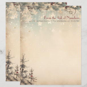 Create Your Own Celestial Winter Yule Trees Custom Letterhead
