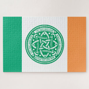 Create Your Own Celtic Knot Shamrock Green Irish Jigsaw Puzzle
