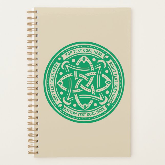 Create Your Own Celtic Knot Shamrock Green Irish Planner (Front)