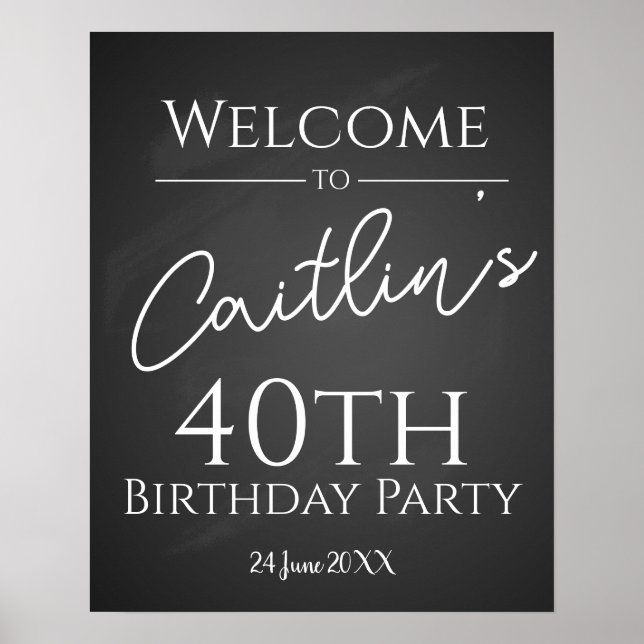 Create your own chalkboard Birthday party sign (Front)