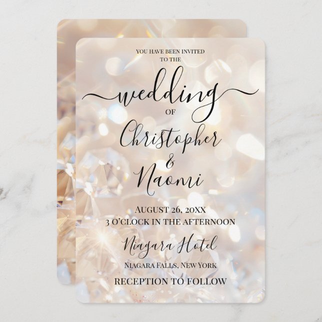 Create Your Own Champagne Crystals Wedding Invitation (Front/Back)