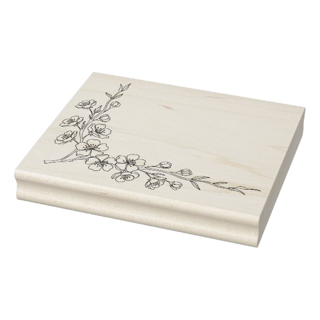 Create Your Own Cherry Blossom Flower Corner Rubber Stamp (Stamp)