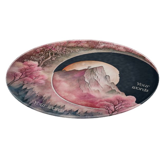 Create Your Own Cherry Blossom Moon Landscape Cutting Board (Corner)