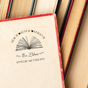 Create Your Own Chic Custom Name Ex Libris Book Rubber Stamp
