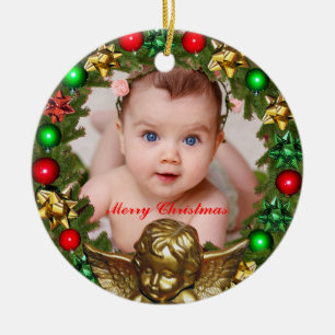Create Your Own Christmas Baby Photo Ceramic Ornament