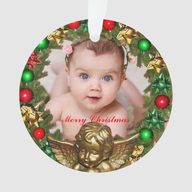 Create Your Own Christmas Baby Photo Ornament (Front)