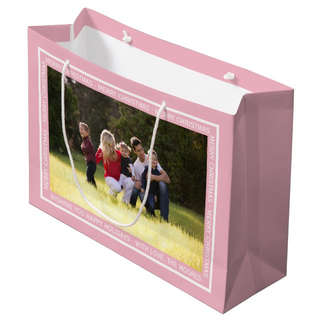 Create your own Christmas blush pink gift bag! Large Gift Bag (Front Angled)