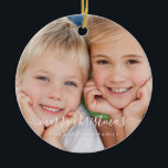 Create Your Own Christmas Family Photo Template Ceramic Ornament<br><div class="desc">Create Your Own Christmas Family Photo Template Ornament with your family name and picture makes a perfect Personalised Christmas Gift. This modern and elegant white family photo Christmas ornament makes a great gift for a grandma,  grandpa,  mum or dad.</div>