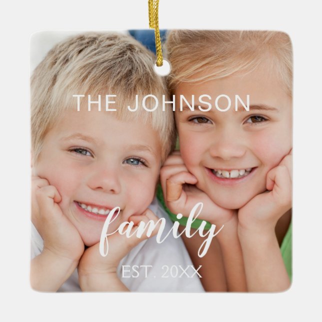 Create Your Own Christmas Family Photo Template Ceramic Ornament (Front)
