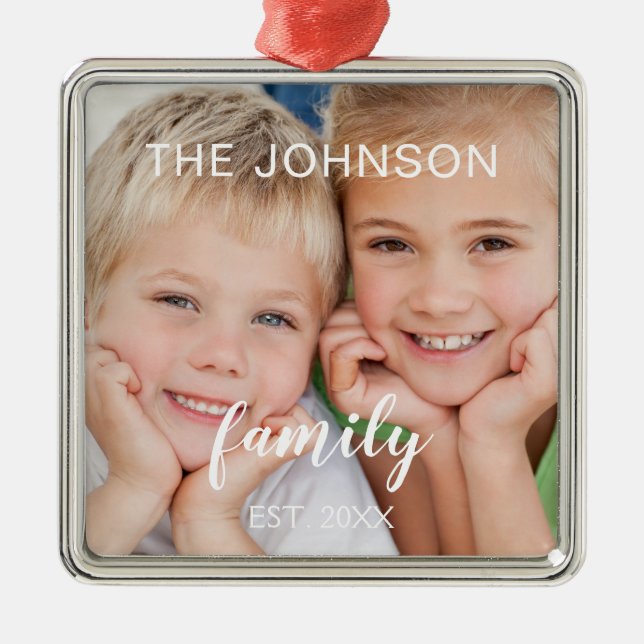Create Your Own Christmas Family Photo Template Metal Ornament (Front)