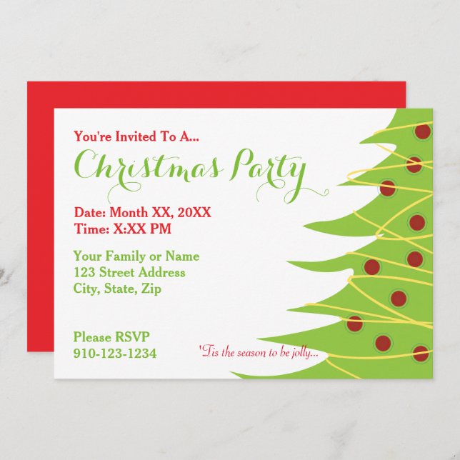 Create Your Own Christmas Party Invitation (Front/Back)