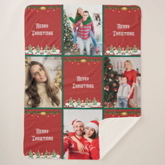 Create Your Own Christmas Photo Collage Sherpa Blanket