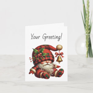 Create Your Own Christmas Plaid Gnome Santa Holiday Card