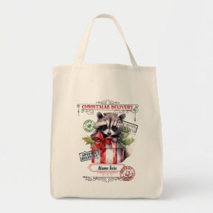Create Your Own Christmas Racoon Gift Sack Tote Bag