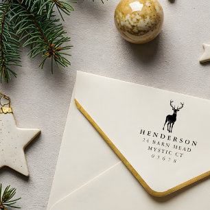 Create Your Own Christmas Reindeer Family Address Rubber Stamp