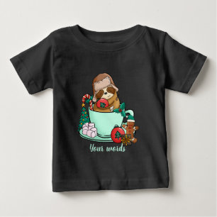 Create Your Own Christmas Sloth Hot Cocoa Baby T-Shirt