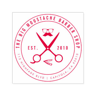 Create Your Own Circular Hipster Barber Shop Logo Self-inking Stamp