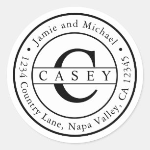 Create Your Own Classic Monogram Return Address Classic Round Sticker