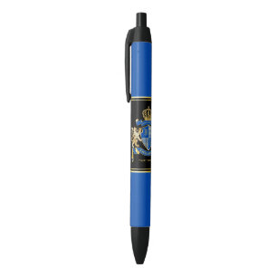 Create Your Own Coat of Arms Blue Gold Lion Emblem Blue Ink Pen