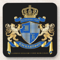 Create Your Own Coat of Arms Blue Gold Lion Emblem