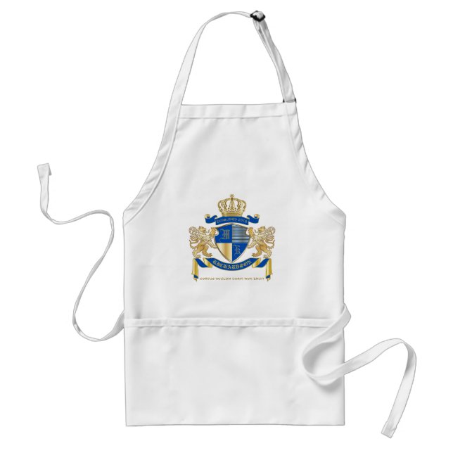 Create Your Own Coat of Arms Blue Gold Lion Emblem Standard Apron (Front)