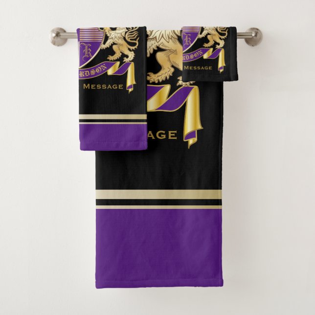Create Your Own Coat of Arms Monogram Crown Emblem Bath Towel Set (Insitu)