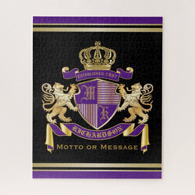 Create Your Own Coat of Arms Monogram Crown Emblem Jigsaw Puzzle (Vertical)