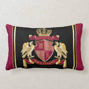 Create Your Own Coat of Arms Red Gold Eagle Emblem Lumbar Cushion