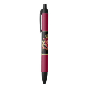 Create Your Own Coat of Arms Red Gold Lion Emblem Black Ink Pen