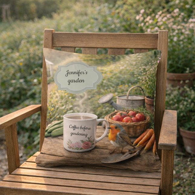 Create your own coffee before gardenening garden cushion (Create your own coffee before gardenening garden outdoor pillow. You can add your own name and text.)