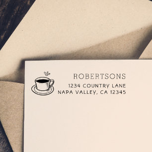 Create Your Own   Coffee Cup Return Address Rubber Stamp