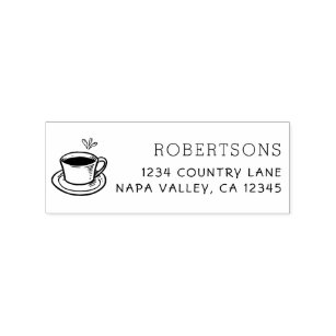 Create Your Own | Coffee Cup Return Address Rubber Stamp
