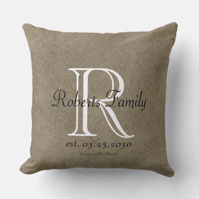 Create Your Own Coffee Faux Leather Monogram Cushion (Front)