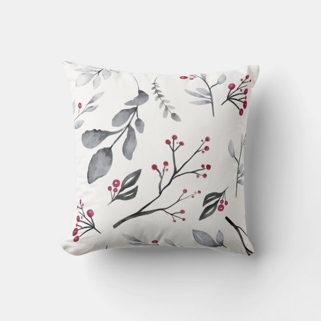 Create Your Own Colour Change Red & Grey Holly Cushion (Front)