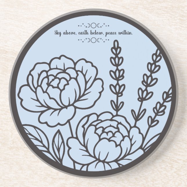 Create Your Own Colour Choice Black Peonies Outlin Coaster (Front)