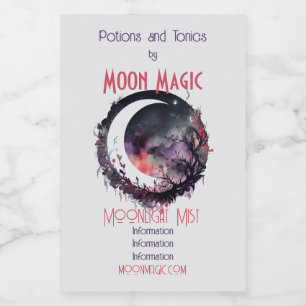 Create Your Own Colourful Boho Crescent Moon Flora Wine Label