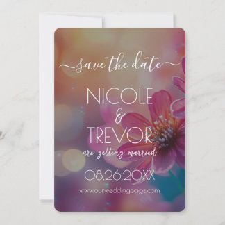 Create Your Own - Colourful Bokeh Pink Flowers Save The Date
