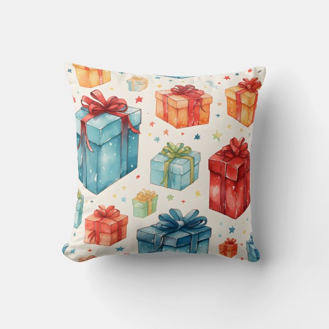 Create Your Own Colourful Christmas Boxes & Bows Cushion (Front)