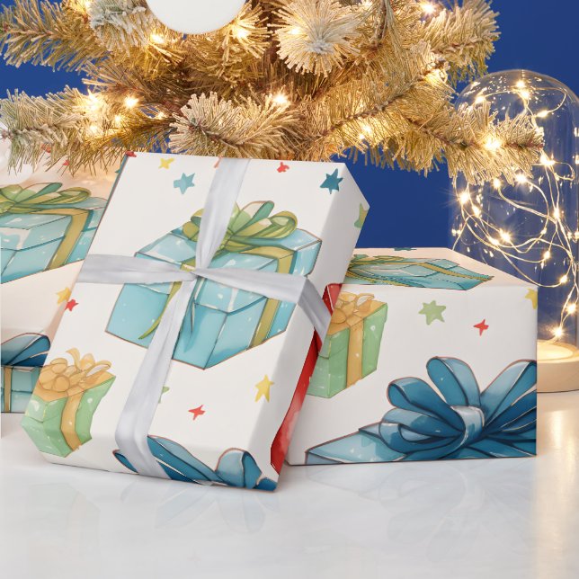 Create Your Own Colourful Christmas Boxes & Bows Wrapping Paper (Holidays)
