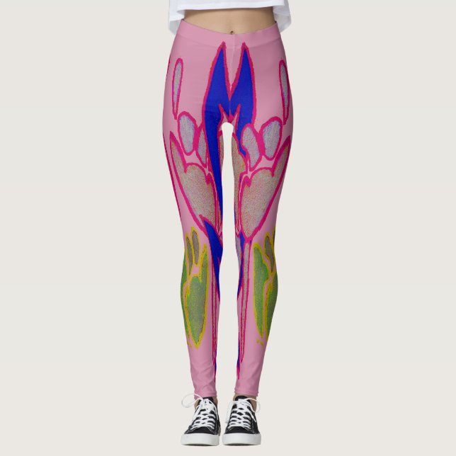 Create your own Colourful Coral Clothing floral Leggings (Front)