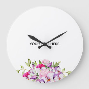 Create Your Own Colourful Floral Border Large Clock
