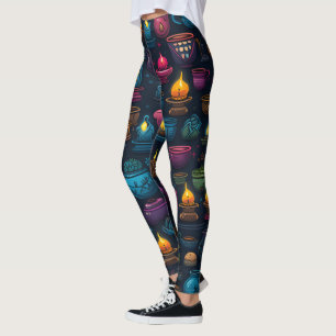Create Your Own Colourful Herbs & Candles Black Leggings