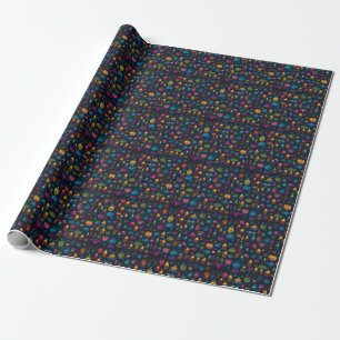 Create Your Own Colourful Herbs & Candles Black Wrapping Paper