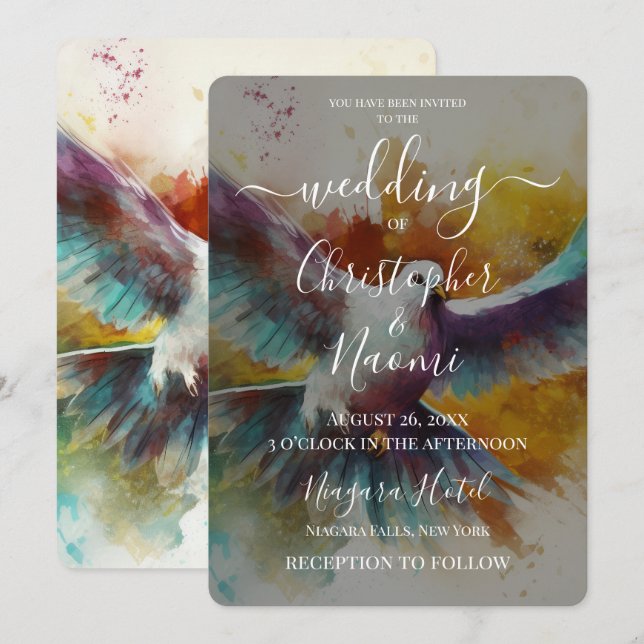 Create Your Own Colourful Painted Dove Invitation (Front/Back)