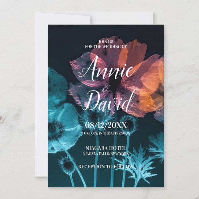 Create Your Own Colourful X-Ray Flowers Wedding Invitation (Front)