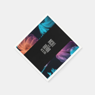 Create Your Own - Colourful X-Ray Flowers Wedding Napkin