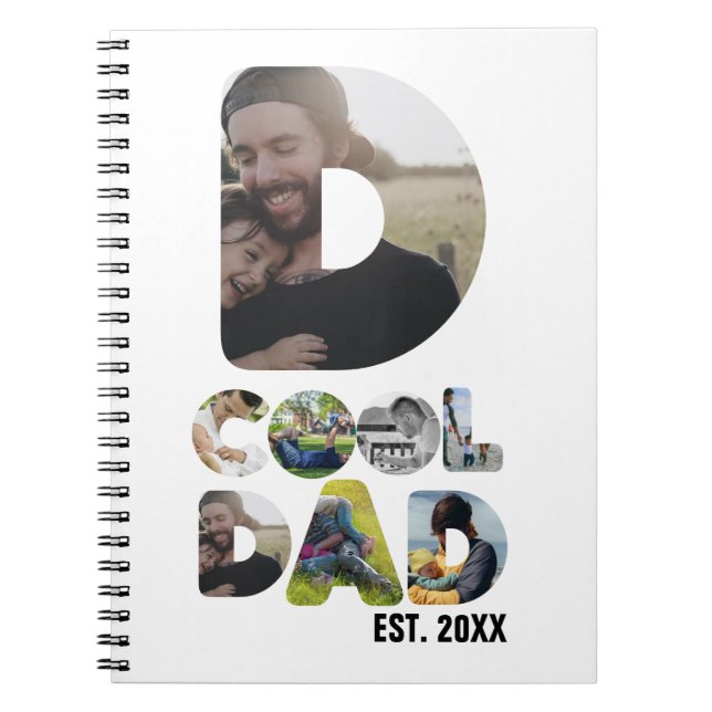 Create your own cool dad 7 letter photo for him notebook (Front)