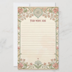 Create Your Own Coral Floral Art Deco Note Paper